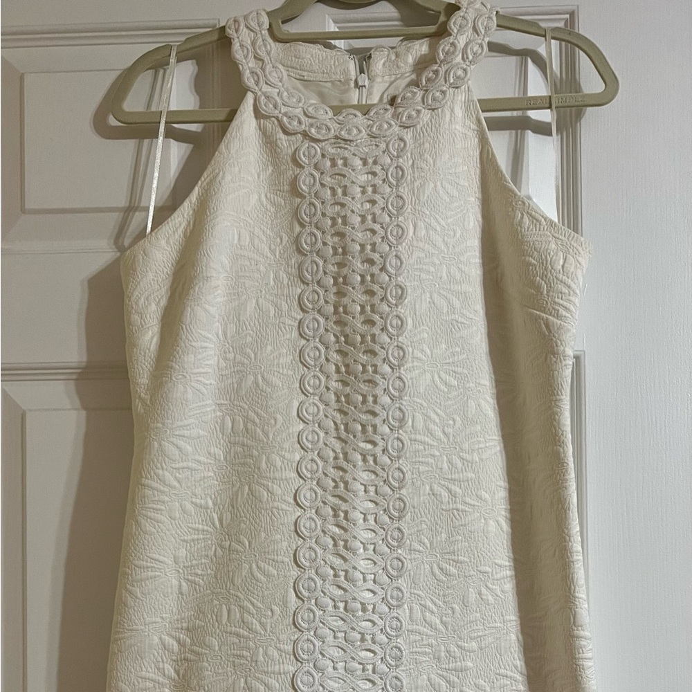 Michael Kors White Embroidered Sleeveless Sheath Dress Size 6